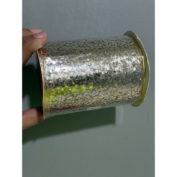 New Chunky Glitter 4in X 30 Ft Total 120 Ft Wired Edge Mesh Ribbon Lot Of 4 - Picture 3 of 6